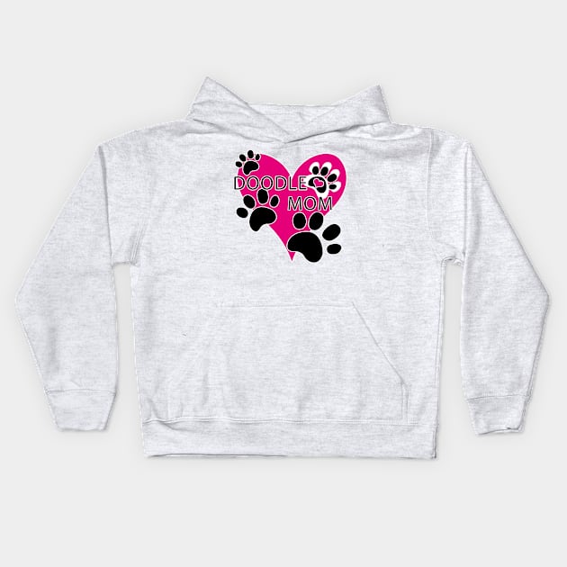 Doodle Dog Mom Big Heart Paw Prints Kids Hoodie by TLSDesigns